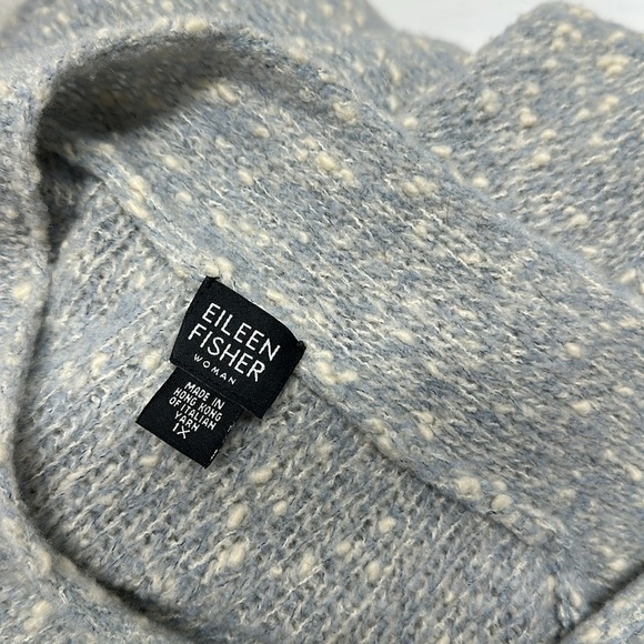 Eileen Fisher Cardigan Sweater Long Sleeve Merino Wool Knit Blue Plus Size 1X - Picture 7 of 8